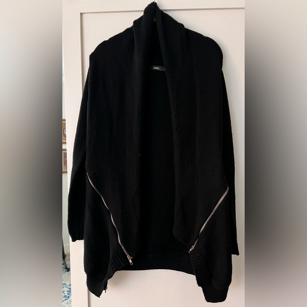 LF Millau Black Cardigan with Gold Zippers